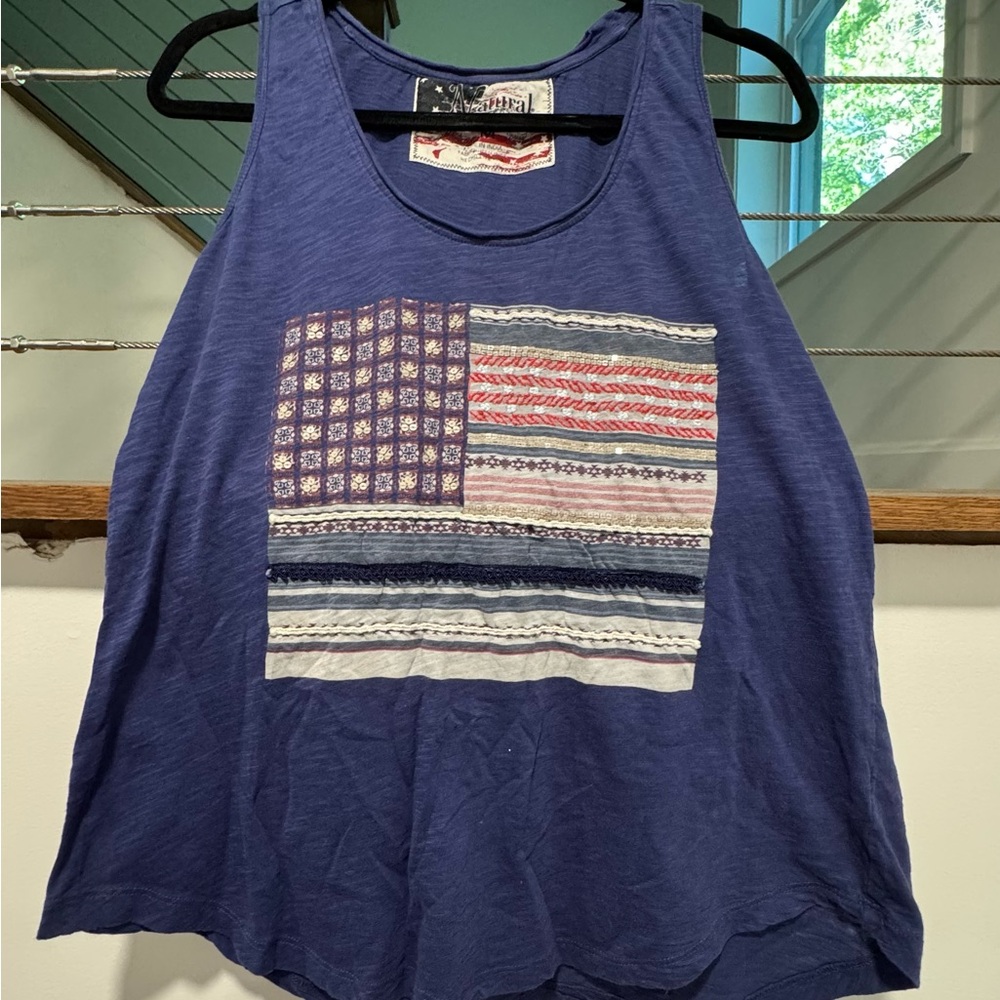Natural reflections Blue boho American Flag Graphic Tank Top - Women